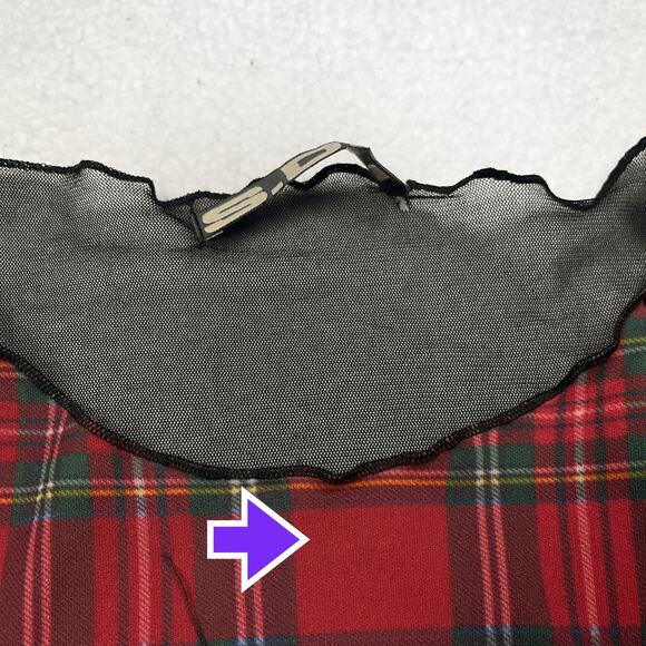 Vintage SDL Goth Mesh Plaid Skull Long Sleeve Blouse Top Euro Mall Goth Y2K Rare - Picture 13 of 16